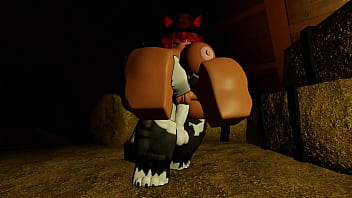 Cowgirl milks her furry boyfriend and fucks him