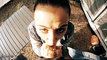 Cheating tourist have to suck cock for help