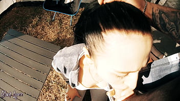 Cheating tourist have to suck cock for help