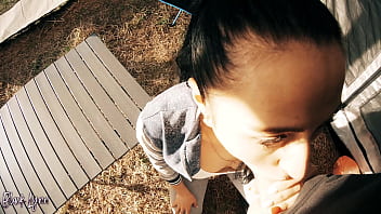 Cheating tourist have to suck cock for help