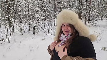 Creampie for big ass girl outdoors with a taxi driver who took to the deep woods