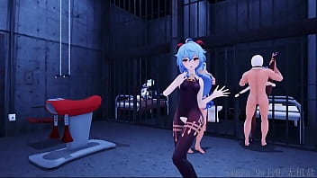 Two slaves enjoy being fucked by four girls