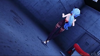 Two slaves enjoy being fucked by four girls