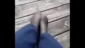 Foot soccer with black nylon stockings 1