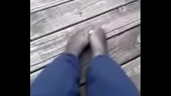 Foot soccer with black nylon stockings 1