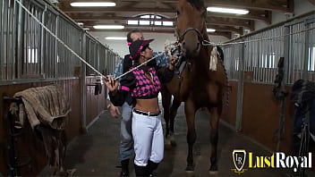 Amazing slut fucks stable boy