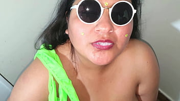 Swallowing cum with a new outfit