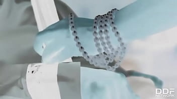 Cock sucking brunette slobbers over massive hard on