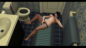 Nazella mortiz plays in her bathroom with nipple pasties