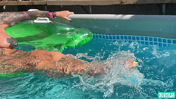 Splashing feet in the pool