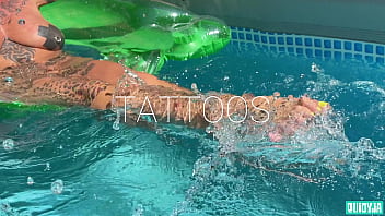 Splashing feet in the pool