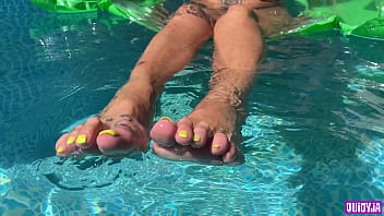Splashing feet in the pool