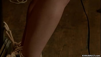 Shipping clerk james mogul ties blonde slut elyssa greene in inescapable position and firmly gags her then fucks with dick on a stick