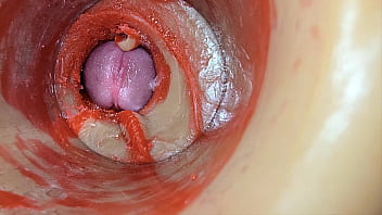Female insemination internal camera captures deep male huge ejaculation