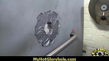 I sneak black bj as i fuck husband thrue gloryhole 14