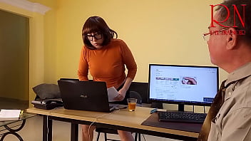 Grow like a tower giant secretary in the office the manager guy is very surprised by her height full video 267