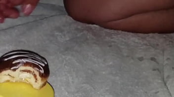 Chocolate Donut Gets Cum Covered And Eaten thumbnail