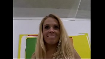 Cock sucking blonde takes cum on her ass after bj and getting banged