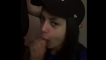 Stepsister gives deepthroat blowjob