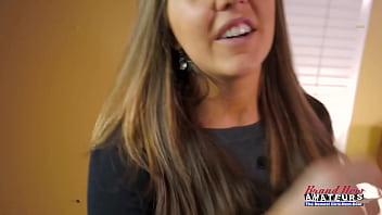 Petite busty brunette autum finger fucks her pussy and deepthroats a cock