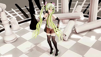 Hatsune miku hentai dance vocaloid undress mmd 3d blonde hair clip