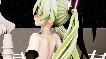 Hatsune miku hentai dance vocaloid undress mmd 3d blonde hair clip