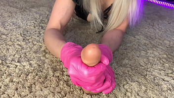 Mia's mimi gloved handjobs