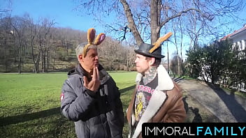 Mia trejsi begs for double dicks in egg hunt pussy pounding