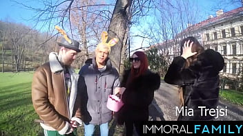 Mia trejsi begs for double dicks in egg hunt pussy pounding