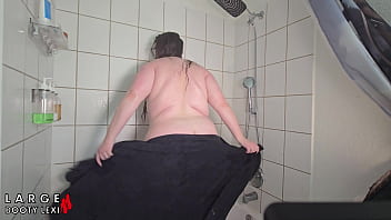 Thick bbw striptease & soapy shower tease 4k landscape