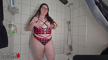 Thick bbw striptease & soapy shower tease 4k landscape