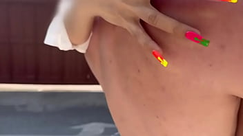 Asian teen outdoor wet shirt water fetish