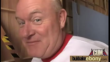 Hot ebony chick in interracial gangbang 26