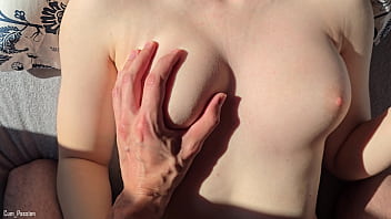 Gently taking care of his hard cock pov cum on tits