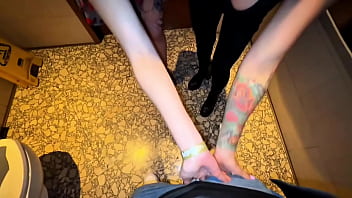 Look how zoeytush and me share a dick after dinner in a restroom ️full video available on our platforms