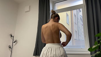 School girl tries titty fuck