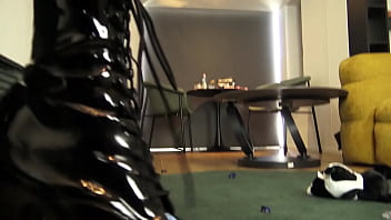 N her red latex dress and patent leather boots celina is in the mood for destruction and today