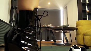 N her red latex dress and patent leather boots celina is in the mood for destruction and today