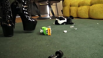 N her red latex dress and patent leather boots celina is in the mood for destruction and today