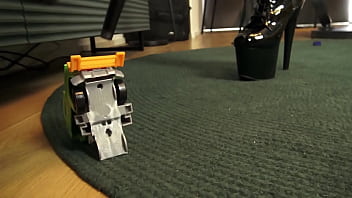 N her red latex dress and patent leather boots celina is in the mood for destruction and today