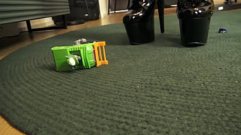 N her red latex dress and patent leather boots celina is in the mood for destruction and today