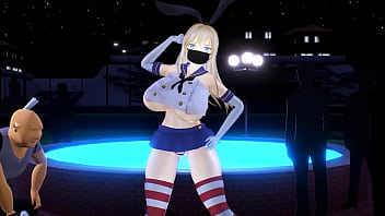 Kancolle ship bismarck dancing and stripping in public