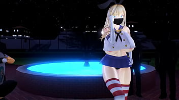 Kancolle ship bismarck dancing and stripping in public