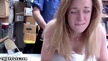 Shy shoplifter blondie fucked by a lp officer in a backroom