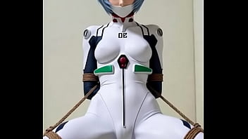 Rei bounded by rope in bedroom rubbing against a pillow