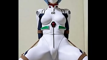 Rei bounded by rope in bedroom rubbing against a pillow