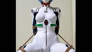 Rei bounded by rope in bedroom rubbing against a pillow