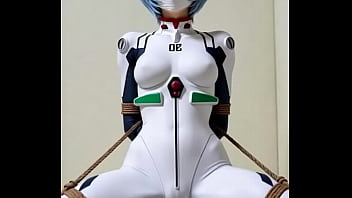 Rei bounded by rope in bedroom rubbing against a pillow