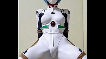 Rei bounded by rope in bedroom rubbing against a pillow