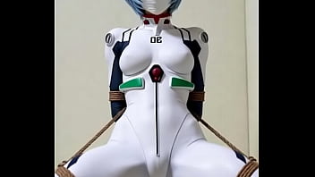 Rei bounded by rope in bedroom rubbing against a pillow